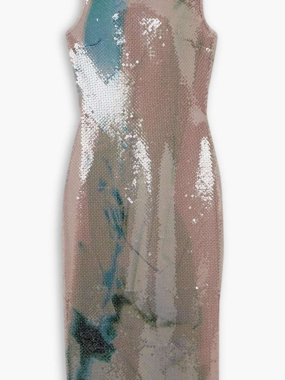 aveo printed sequined chiffon midi dress