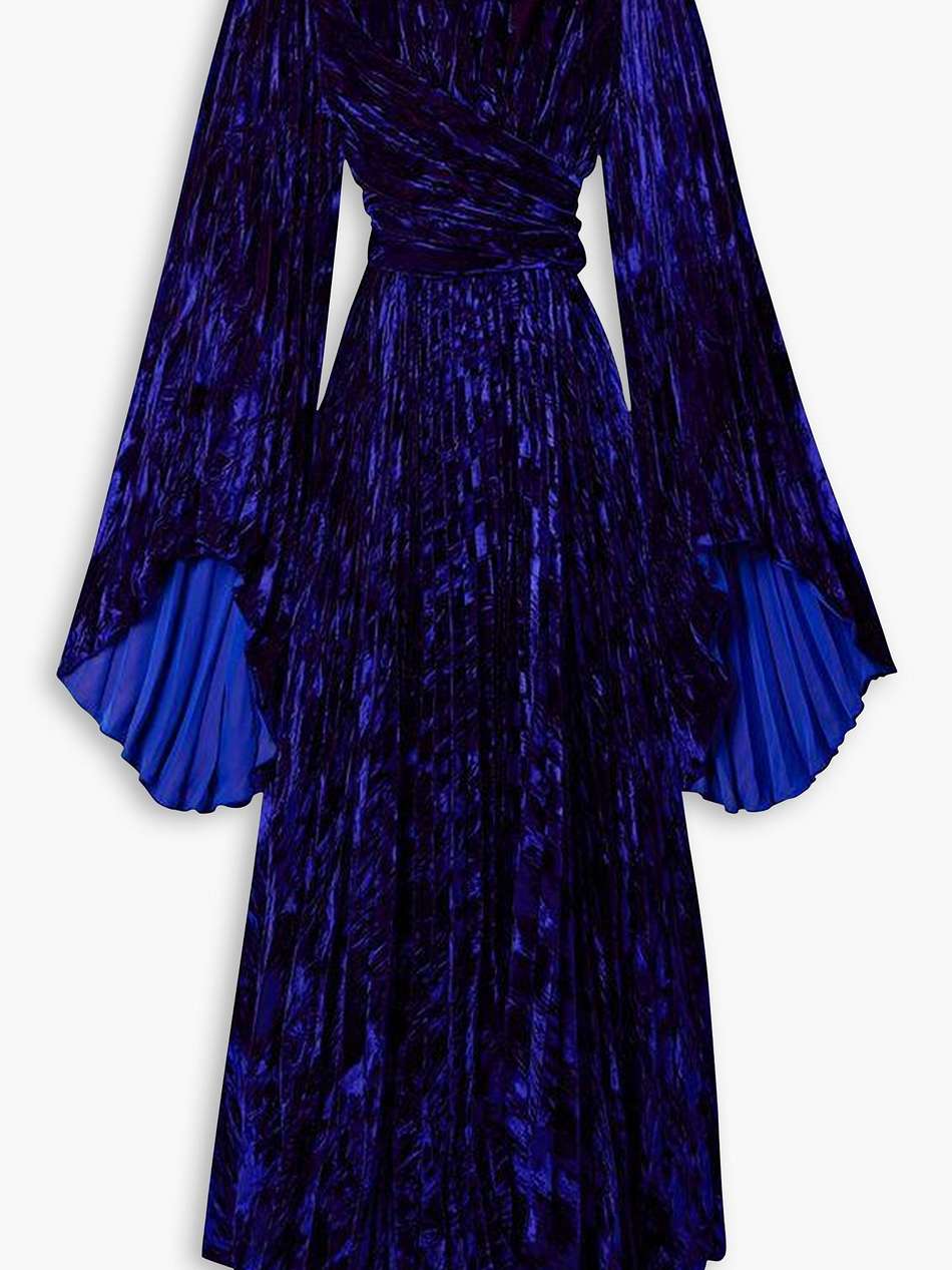 belted crinkled-velvet maxi dress