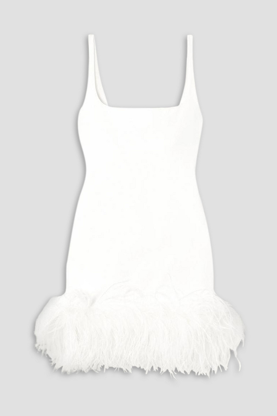 16arlington Sior Feather-trimmed Crepe Mini Dress In White