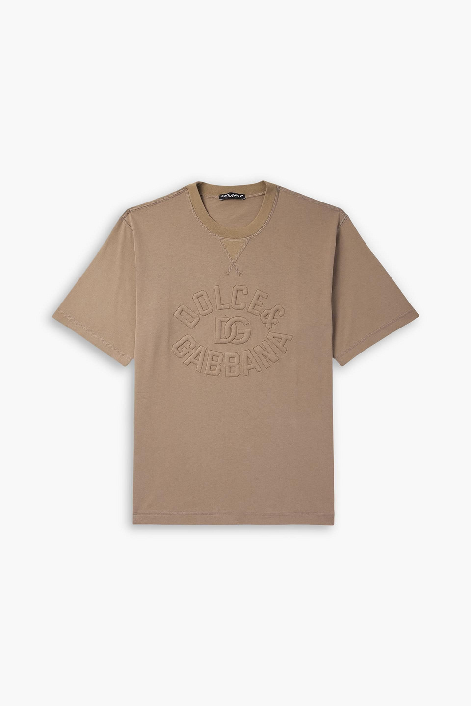 dolce&gabbana - logo-embroidered cotton-jersey t-shirt - brown - it 44