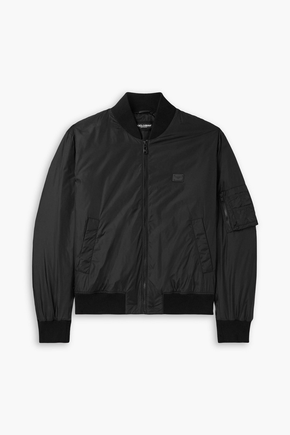 dolce&gabbana - logo-appliquéd shell bomber jacket - black - it 48
