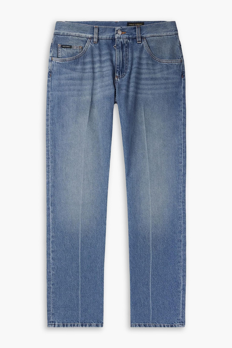 dolce&gabbana - straight-fit logo-appliquéd denim jeans - blue - it 48