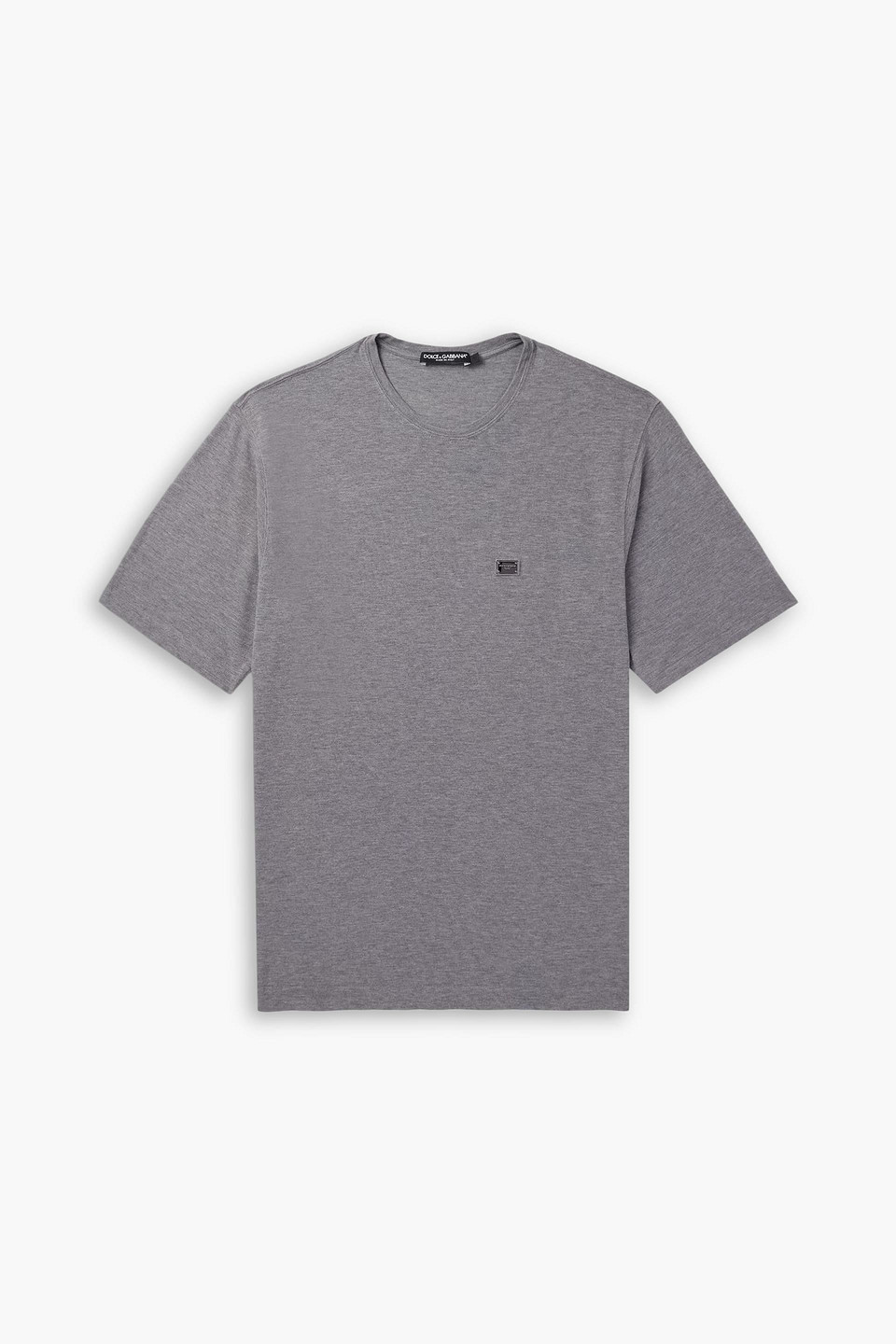 dolce&gabbana - logo-appliquéd cotton-piqué t-shirt - gray - it 46