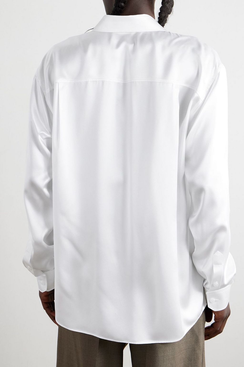 DOLCE&GABBANA Oversized logo-embroidered silk-satin shirt | THE OUTNET