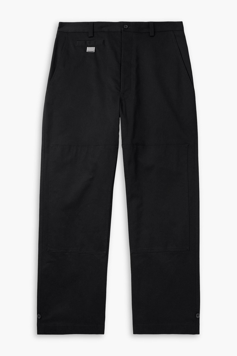 dolce&gabbana - straight-leg logo-appliquéd paneled cotton-blend gabardine pants - black - it 46