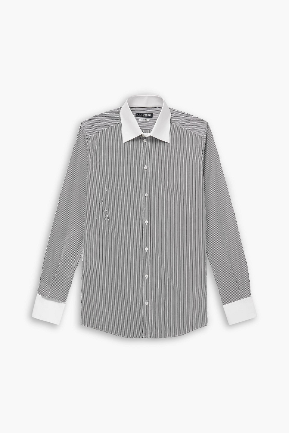 dolce & gabbana - martini slim-fit striped cotton-poplin shirt - black - eu 40