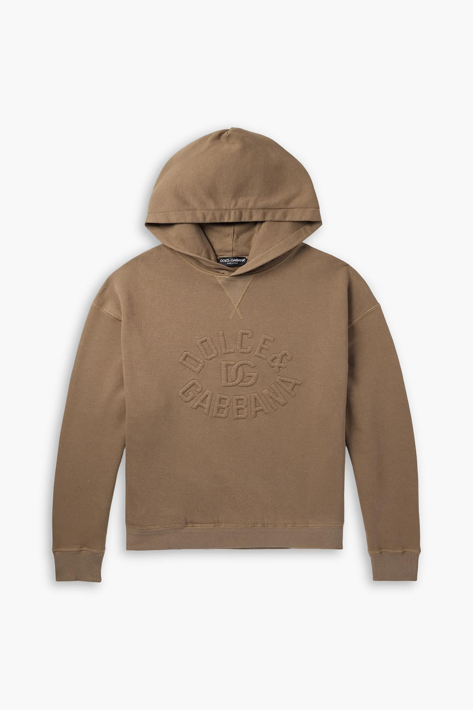 dolce&gabbana - logo-embossed cotton-jersey hoodie - neutral - s