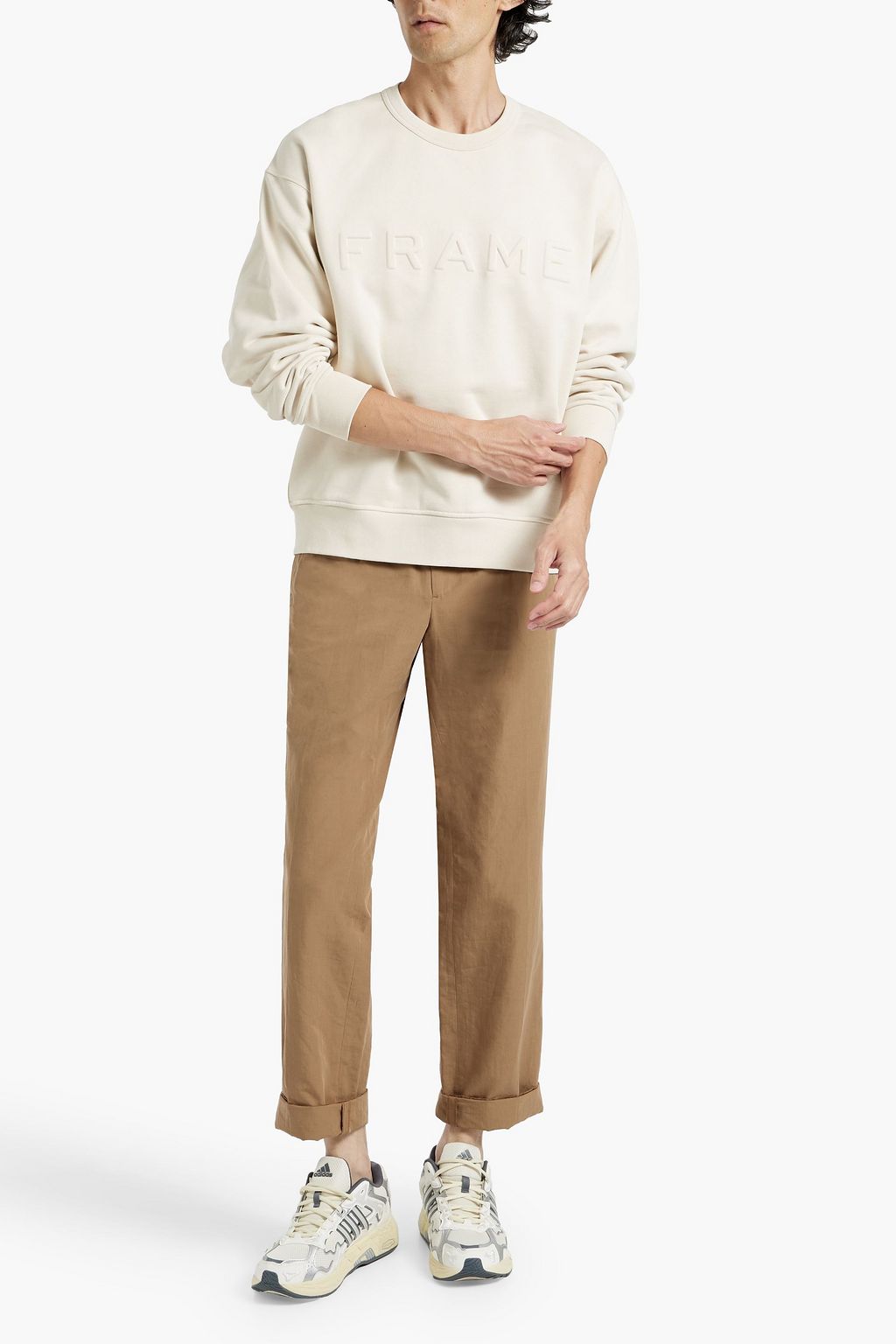 FRAME Logo-embossed French cotton-terry sweatshirt