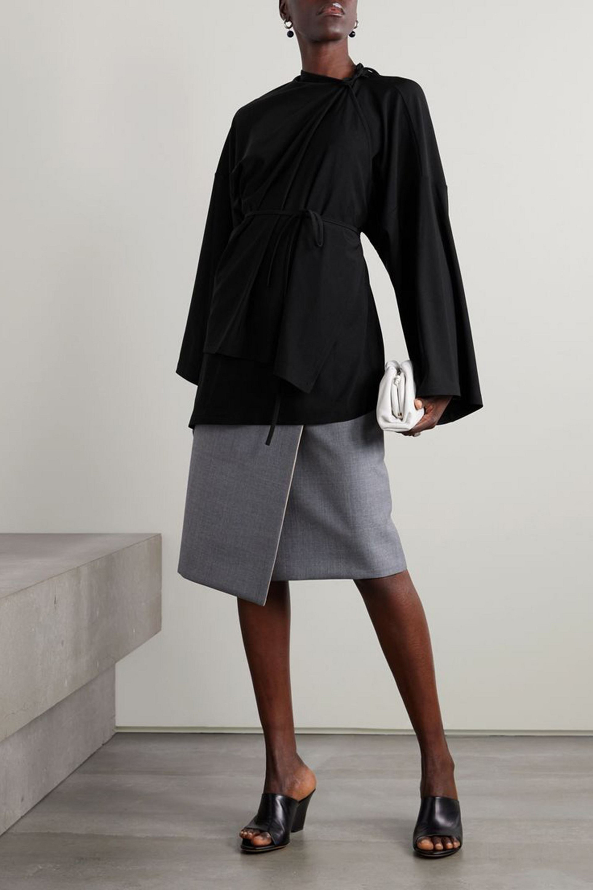 Marie Adam-leenaerdt Belted stretch-crepe wrap blouse