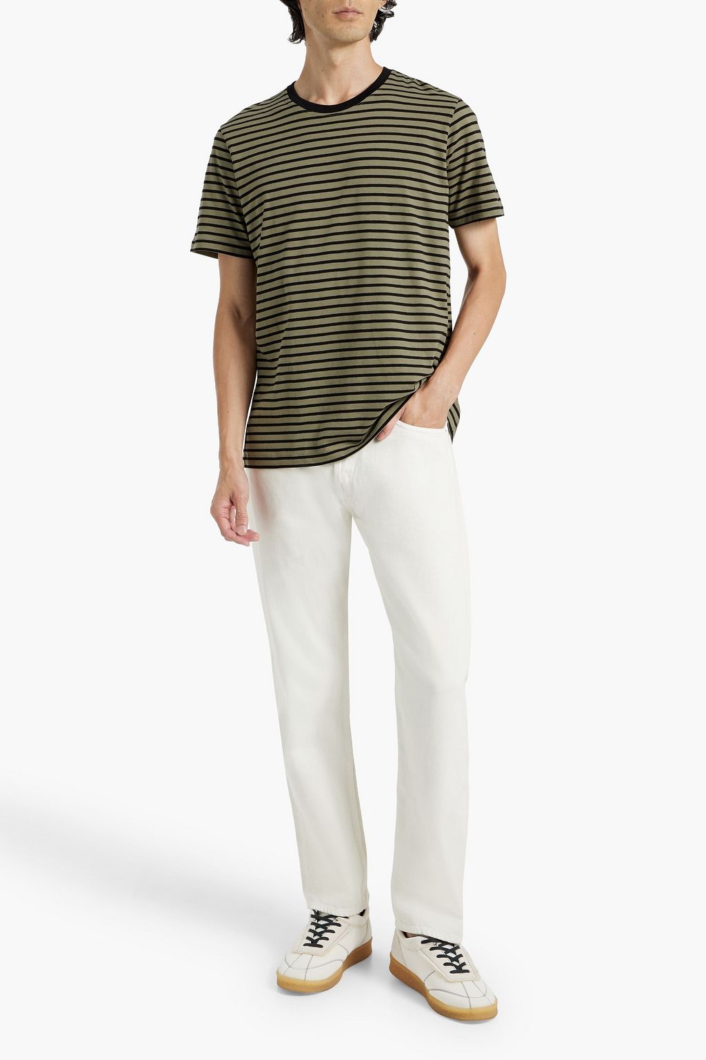 FRAME Striped cotton-jersey T-shirt