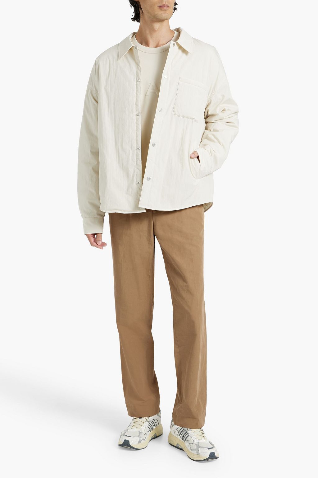 FRAME Padded cotton-blend overshirt