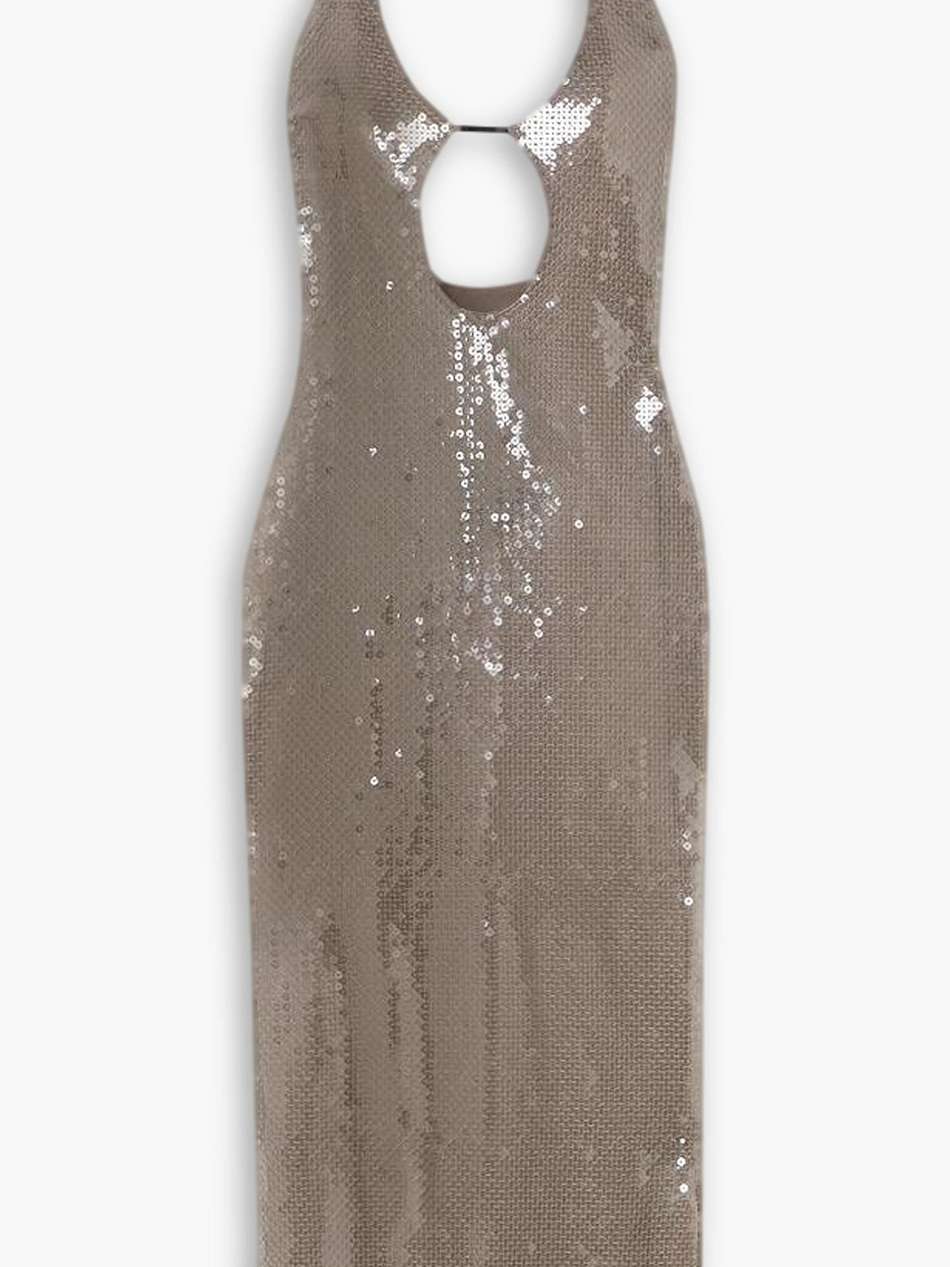 sola cutout sequined stretch-tulle halterneck midi dress