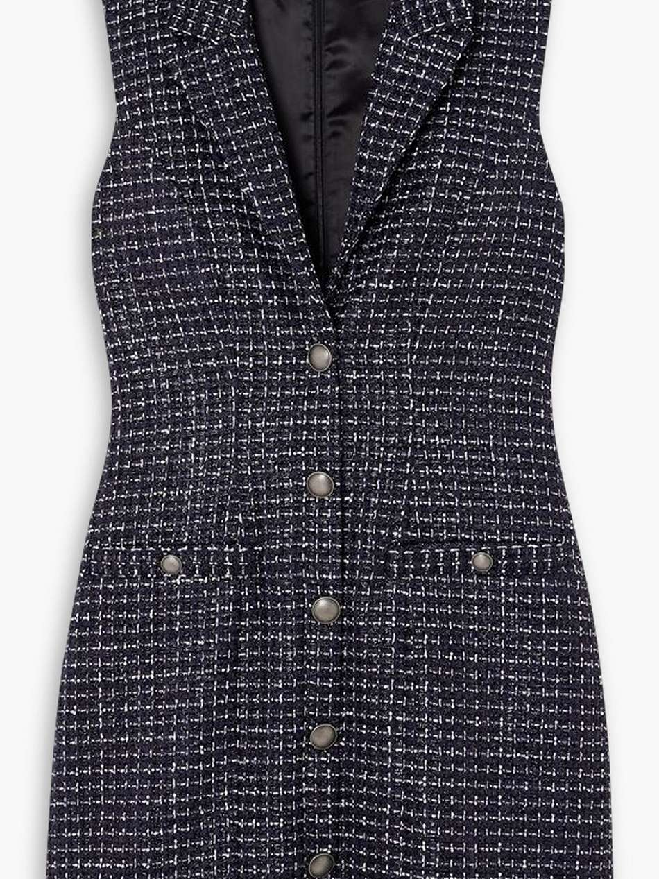 sequined checked metallic bouclé-tweed mini dress