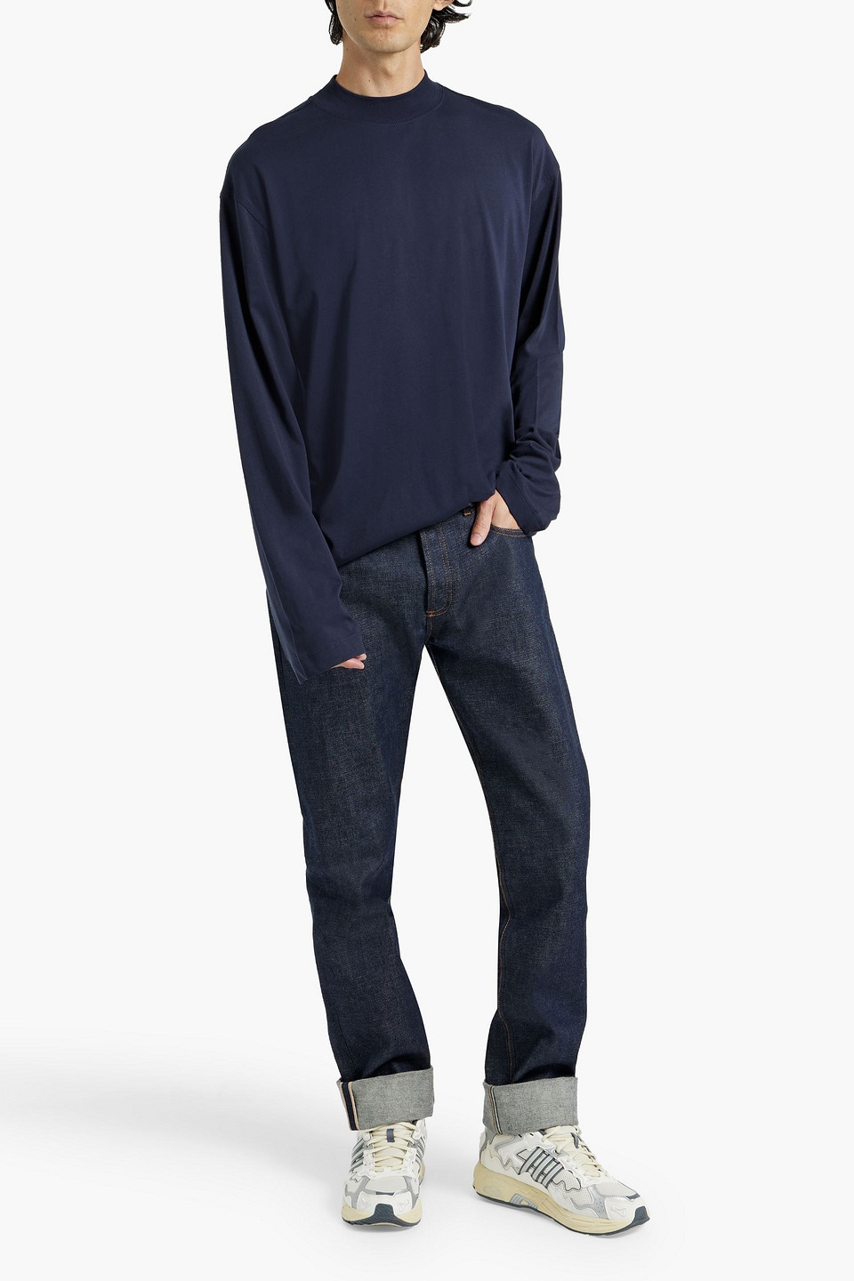 Dries Van Noten Cotton-jersey T-shirt In Navy | ModeSens