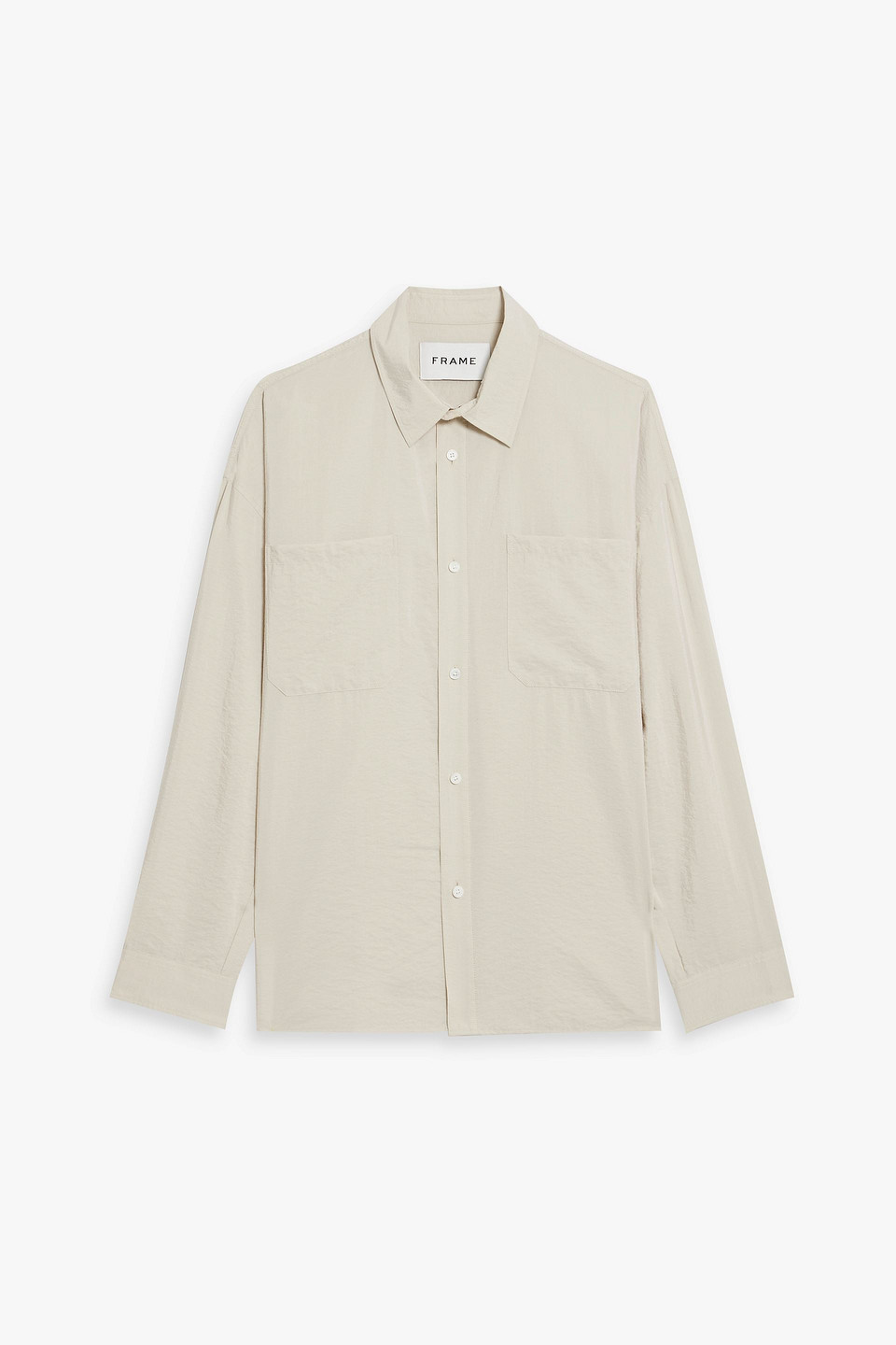 Frame Crinkled Silk-blend Shirt In Beige