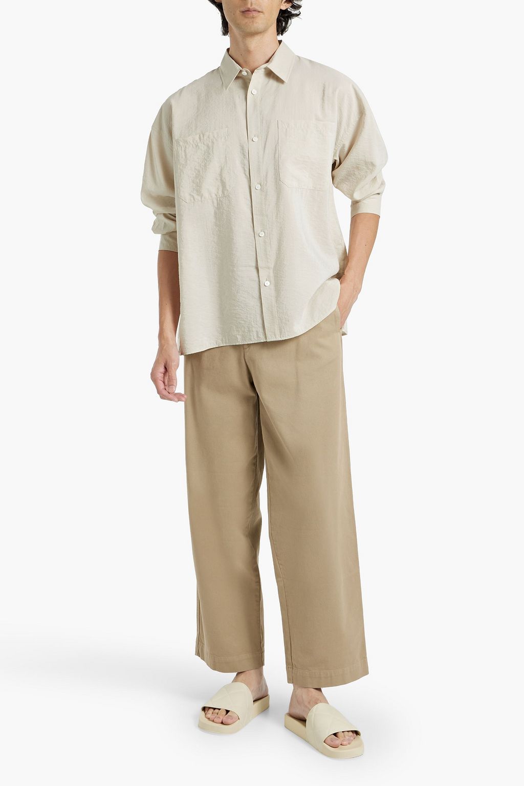 FRAME Crinkled silk-blend shirt