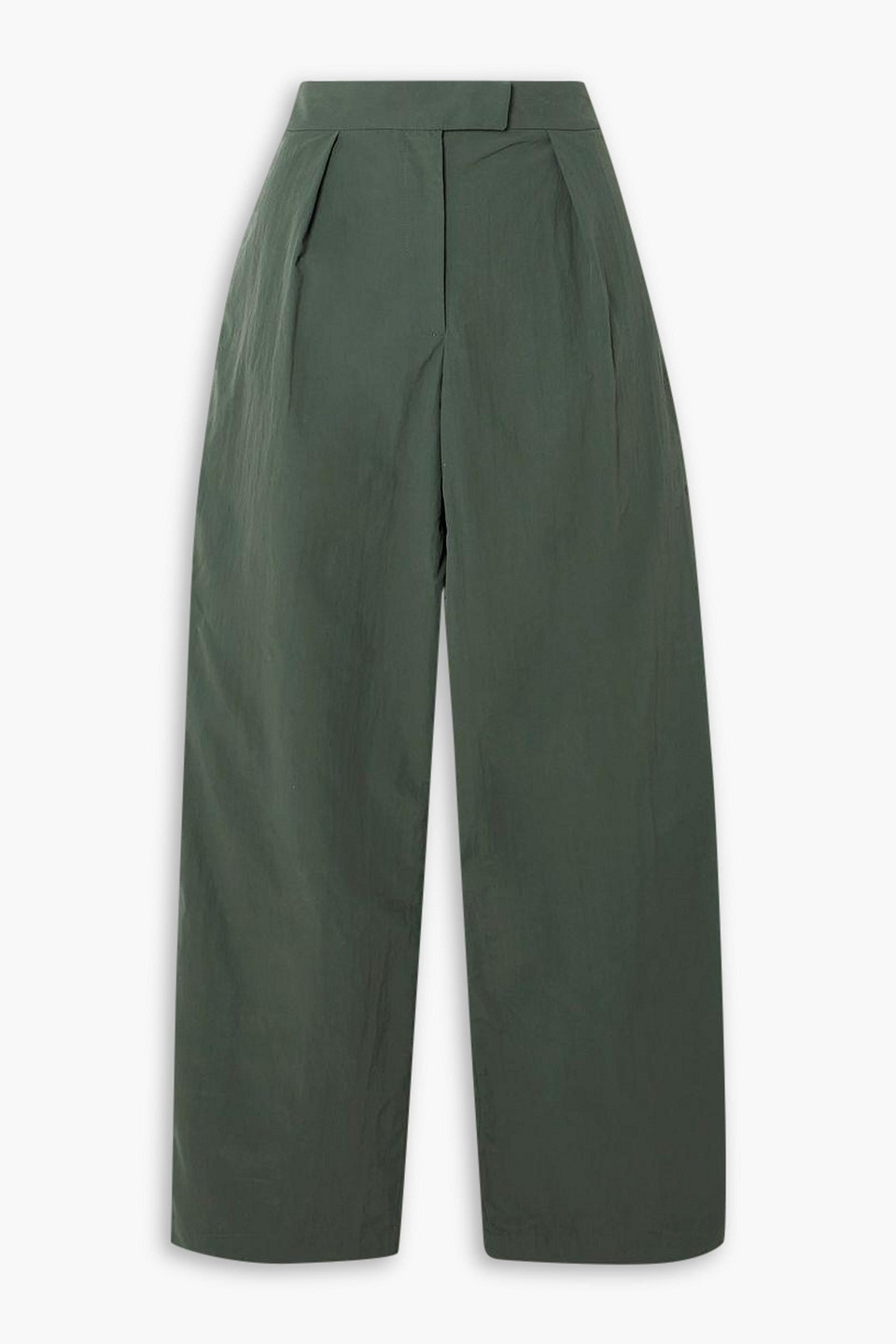 Pleated crinkled cotton wide-leg pants