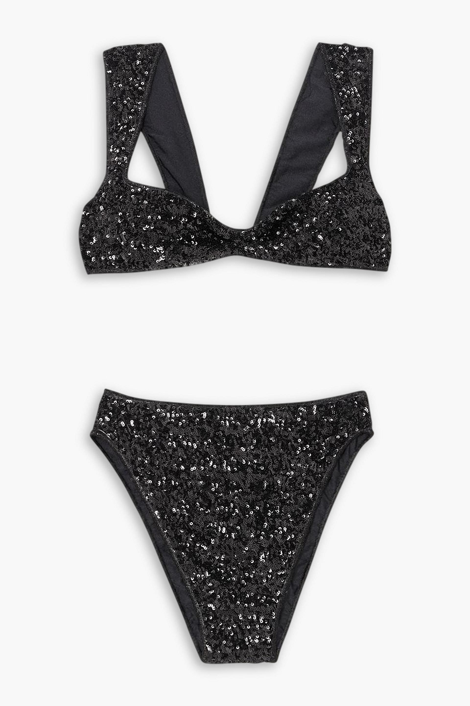 Oseree Pailettes 90s Sequined Bikini In Black