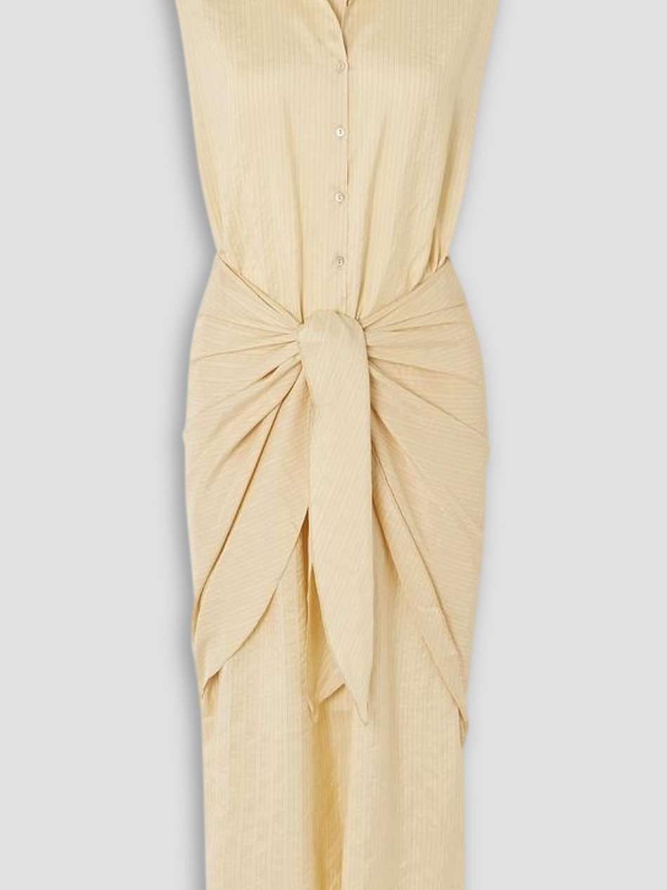 frances layered striped silk midi shirt dress