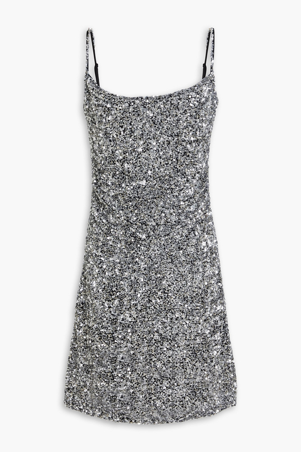 Rachel Gilbert Corrie Embellished Tulle Mini Dress In Silver