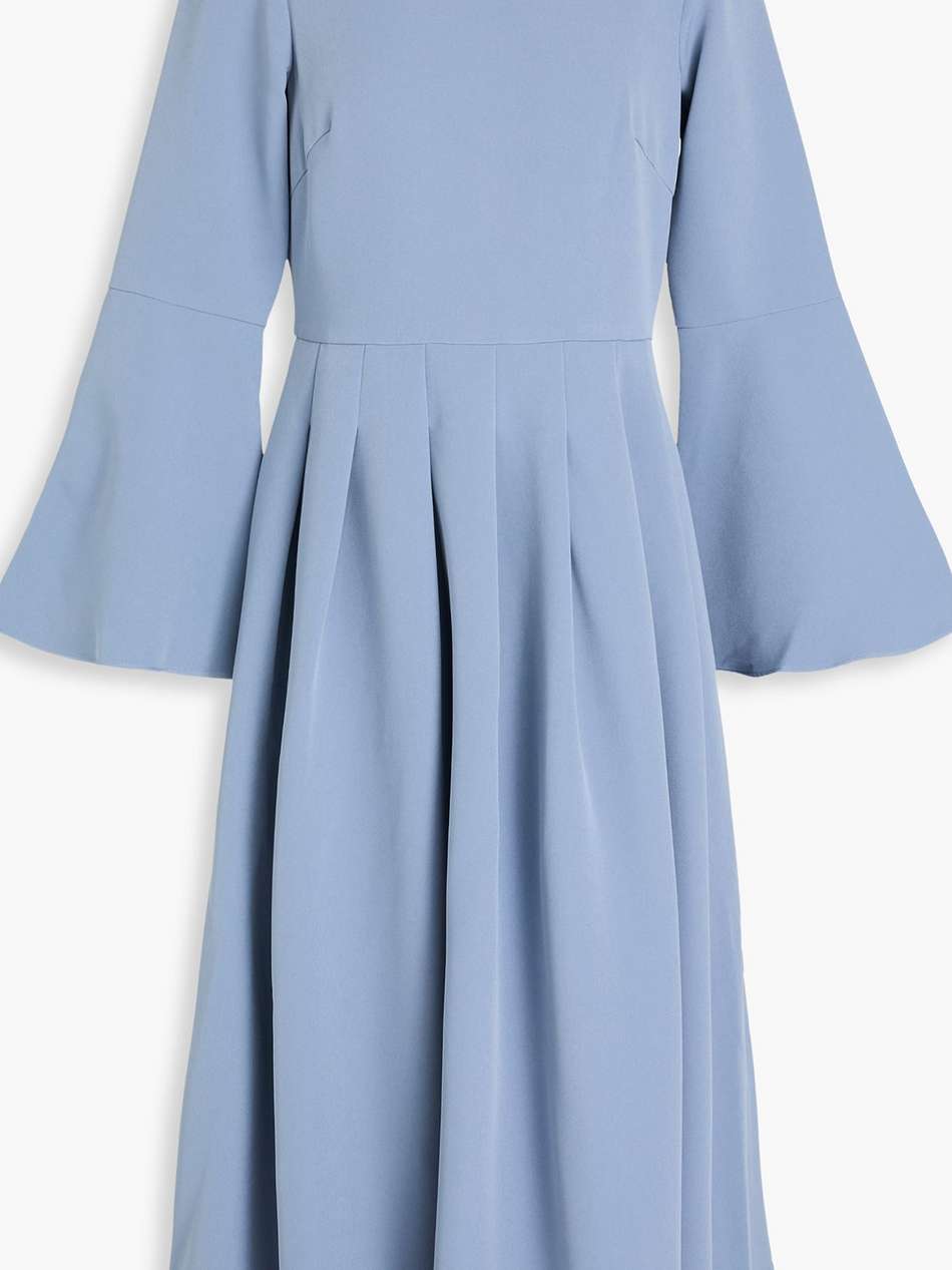 pleated crepe midi dress
