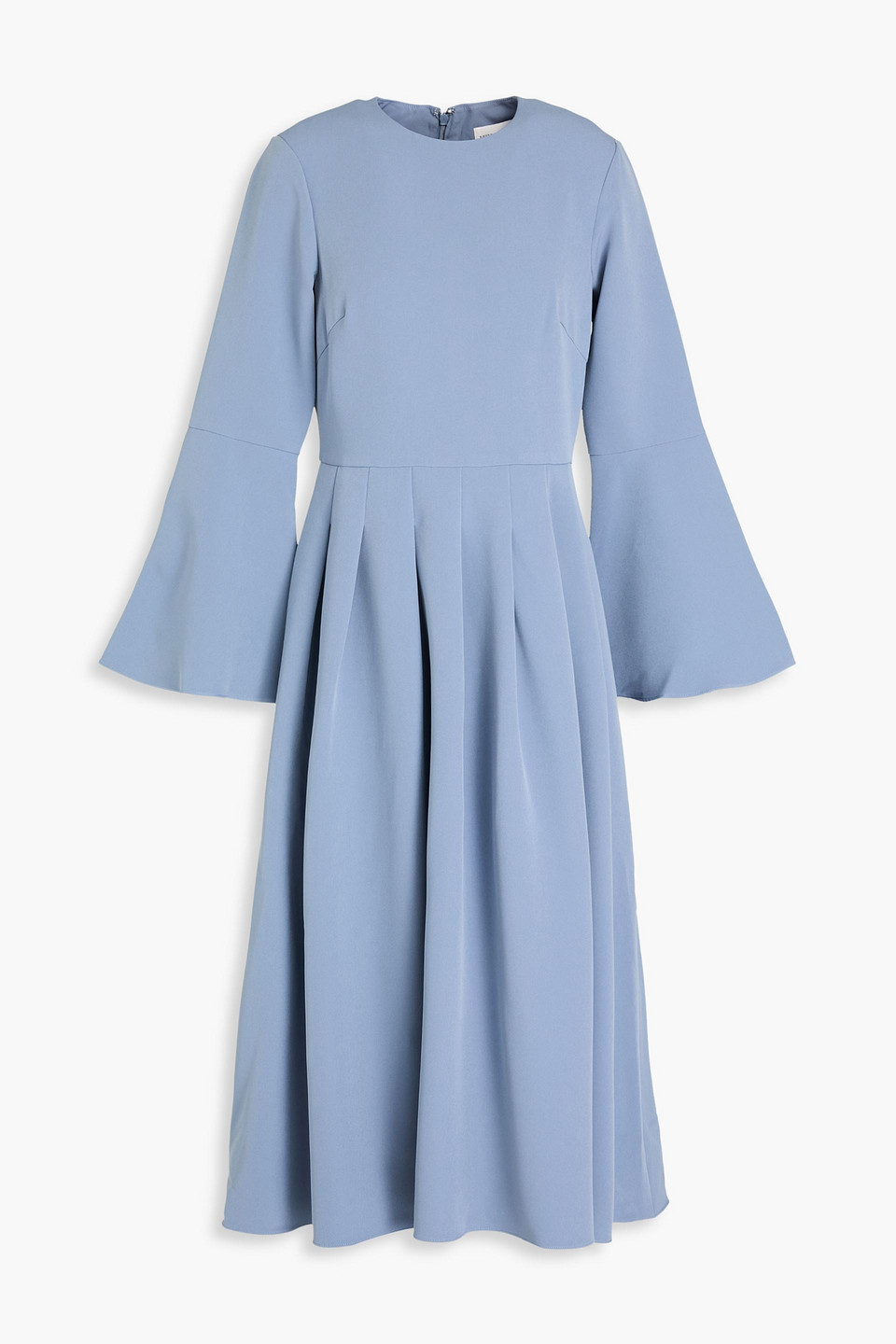 Mikael Aghal Pleated Crepe Midi Dress In Slate Blue
