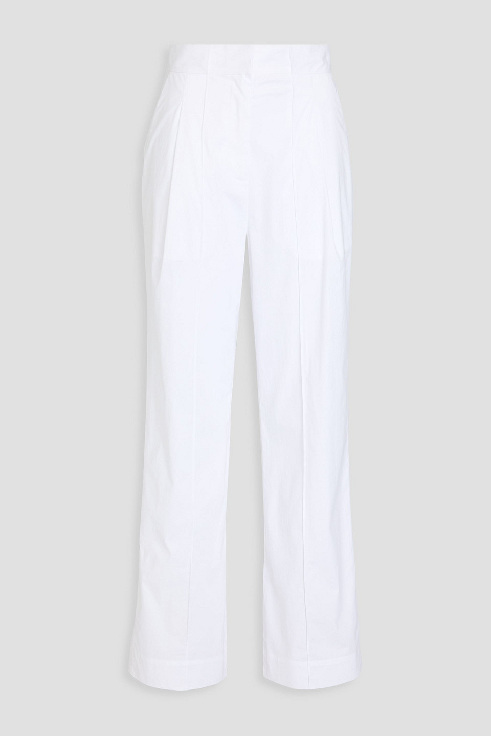 Naadam Pleated Cotton-blend Straight-leg Pants In White