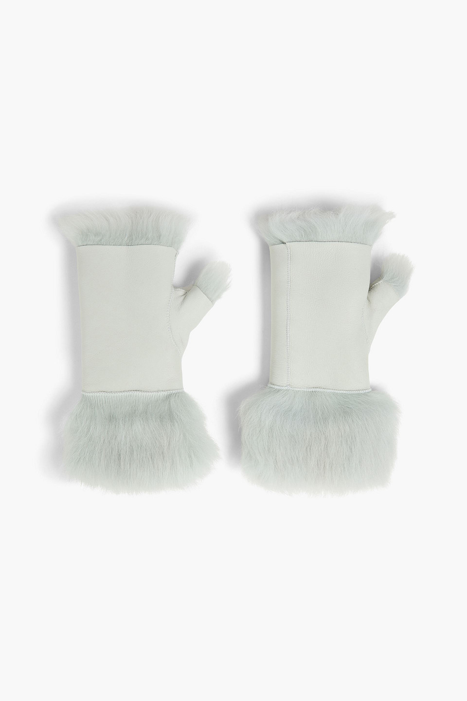 Karl Donoghue Shearling Fingerless Gloves In Sky Blue