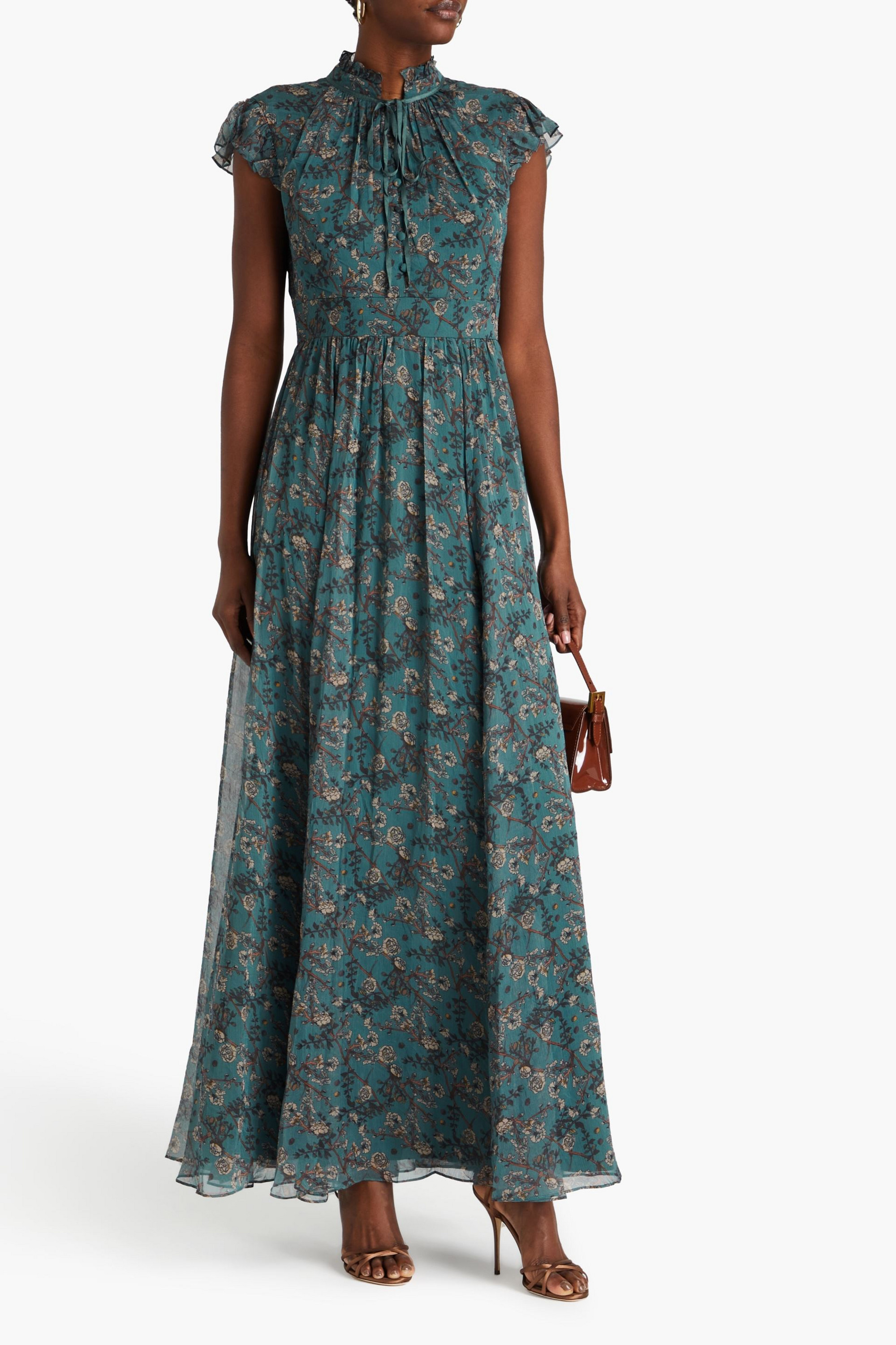MIKAEL AGHAL Ruffled floral-print crepon maxi dress