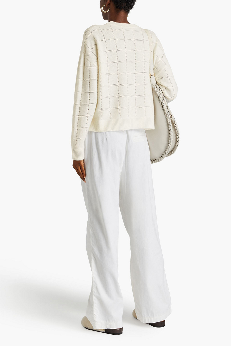 Naadam Pointelle-knit Cashmere Sweater In Ivory