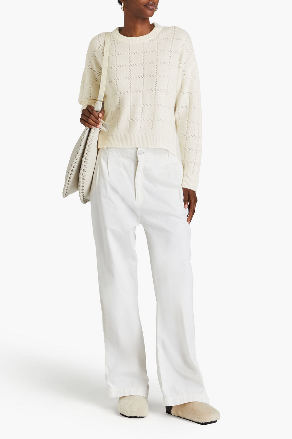 Naadam Pointelle-knit Cashmere Sweater In Ivory