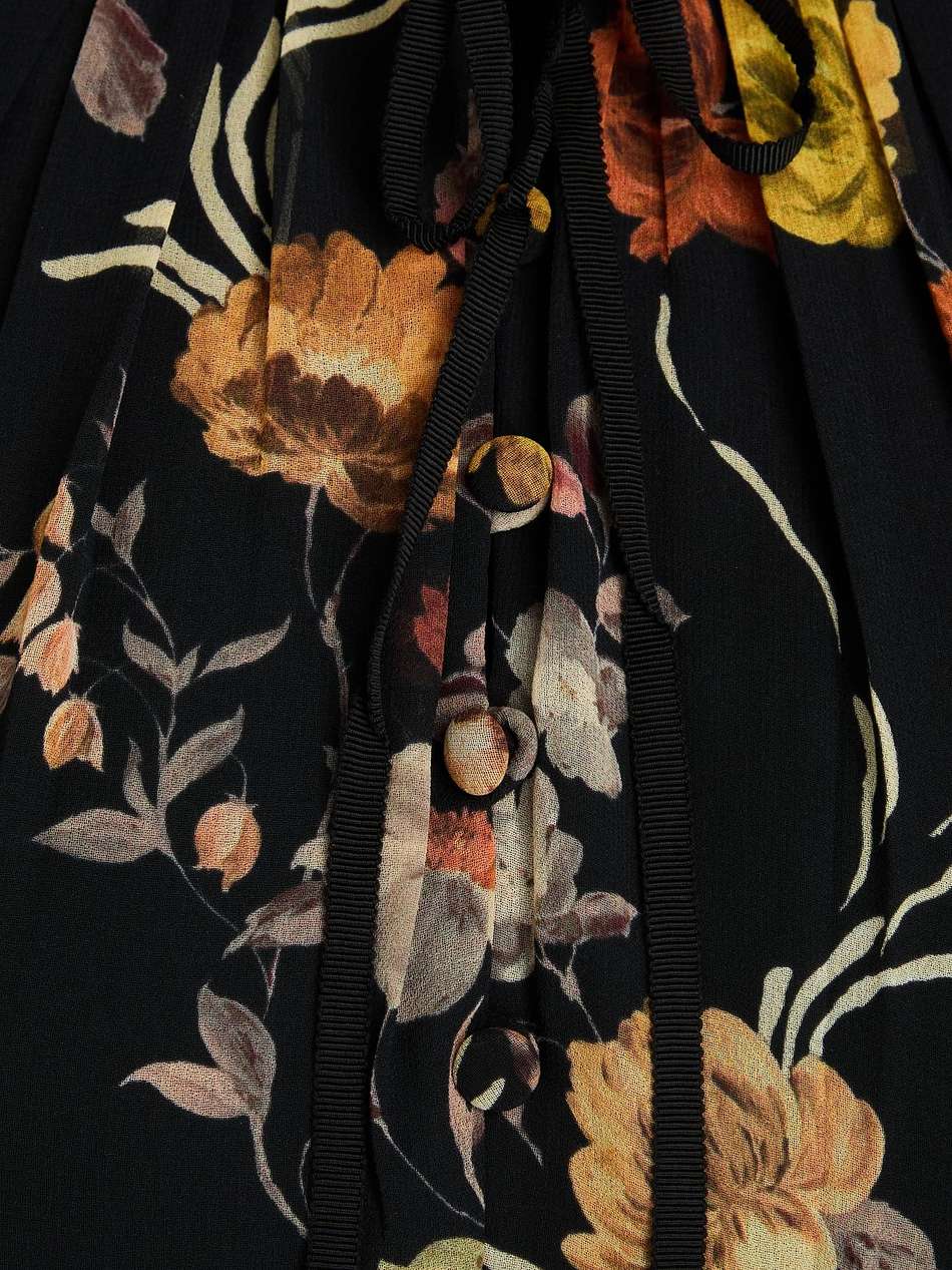 button-embellished floral-print georgette maxi dress