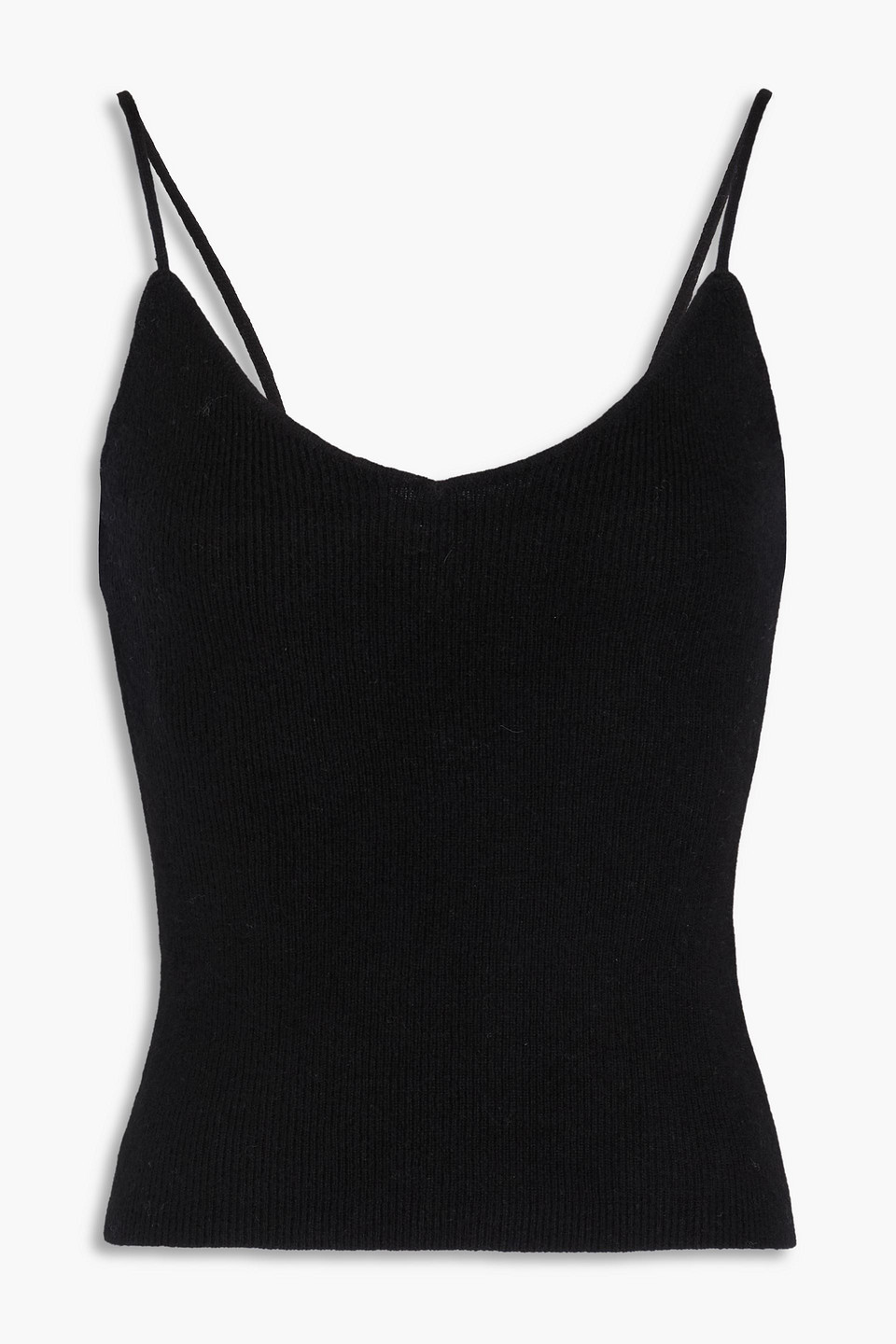 Naadam Cropped Ribbed Cashmere Top In Black