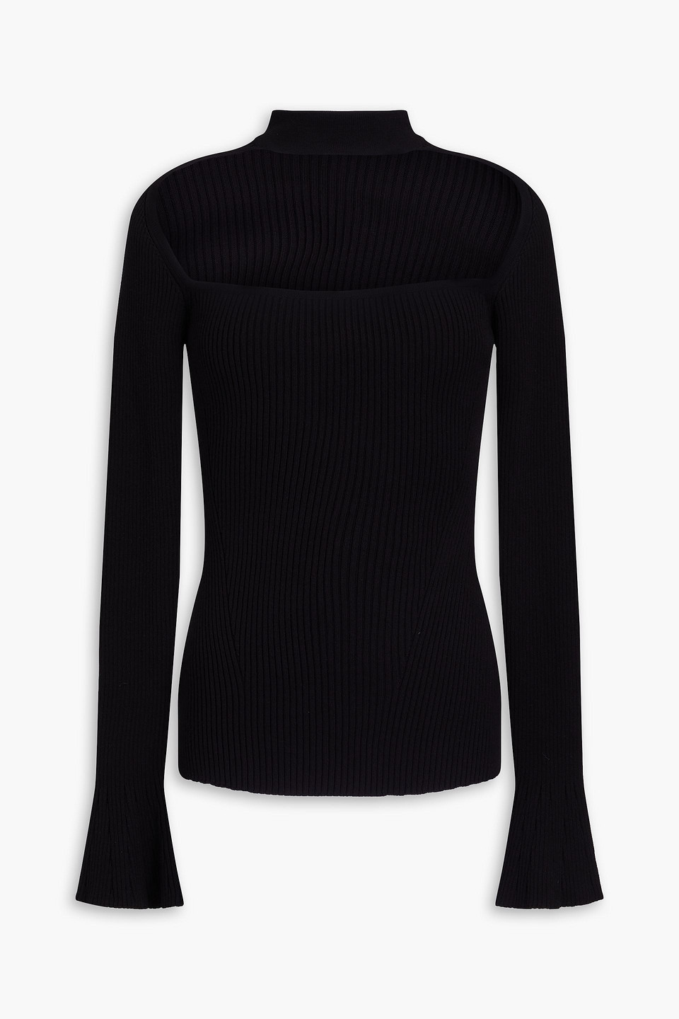 Safiyaa Lou Cutout Ribbed-knit Turtleneck Top In Black