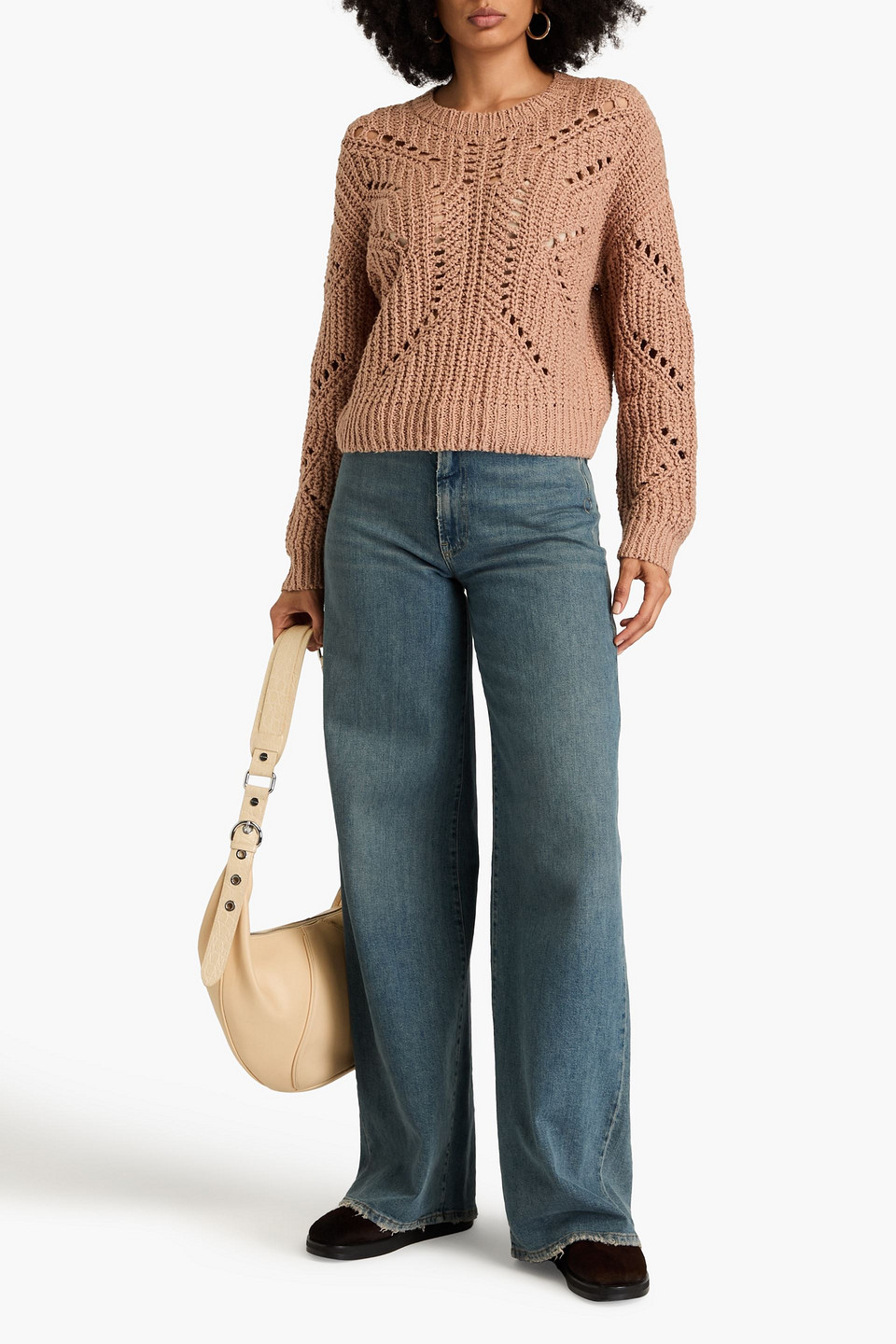 Naadam Pointelle-knit Cotton Sweater In Sand