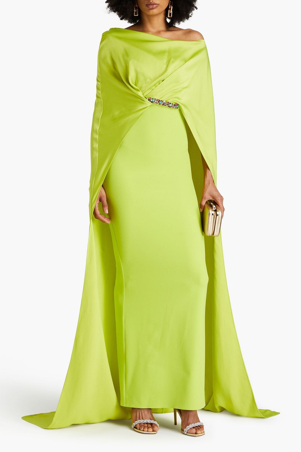 SAFIYAA Crystal-embellished satin-crepe gown