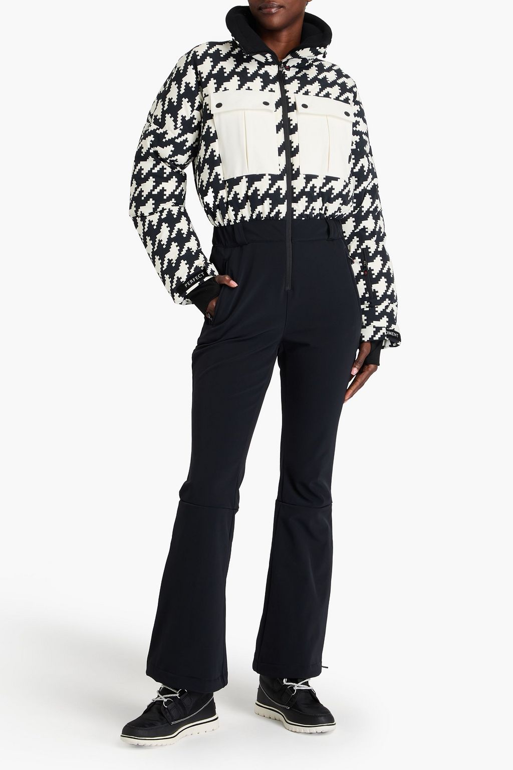 PERFECT MOMENT Helen houndstooth quilted down ski suit