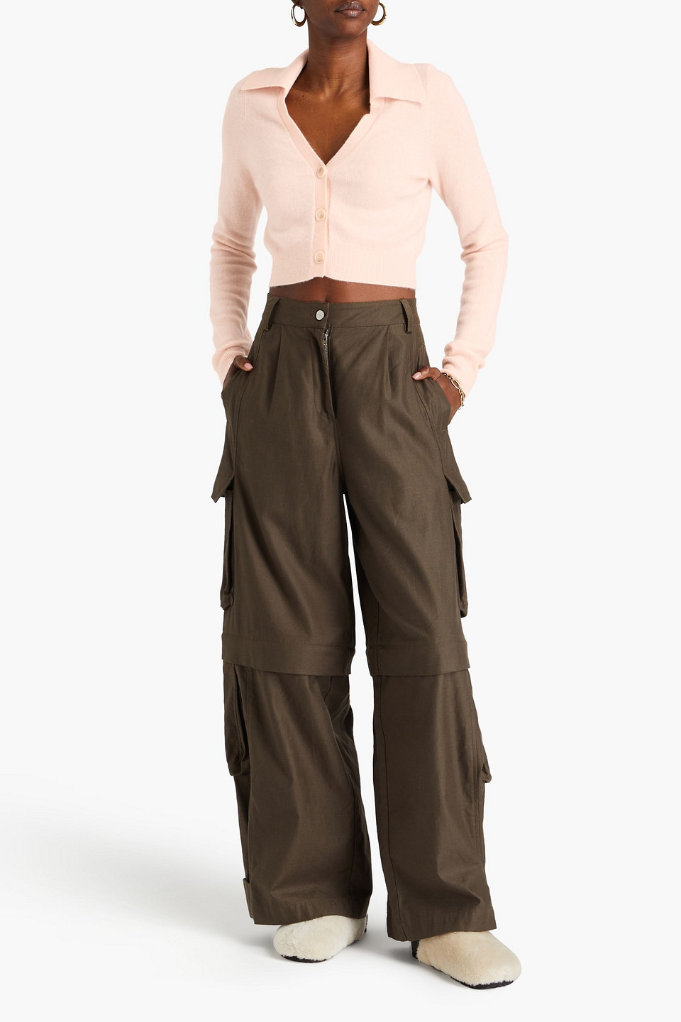 Naadam Cropped Cashmere Cardigan In Pastel Pink