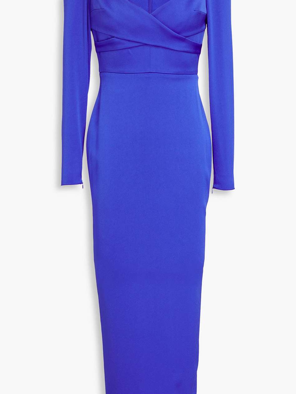 linden wrap-effect satin-crepe midi dress