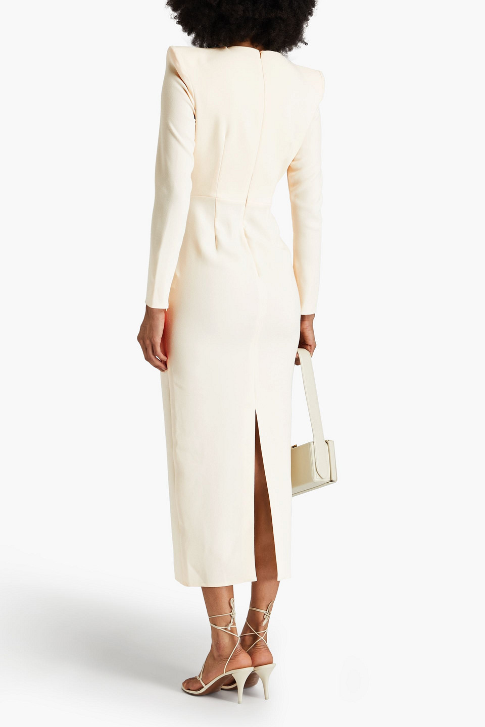 Alex Perry Monroe Cutout Crepe Midi Dress In Cream