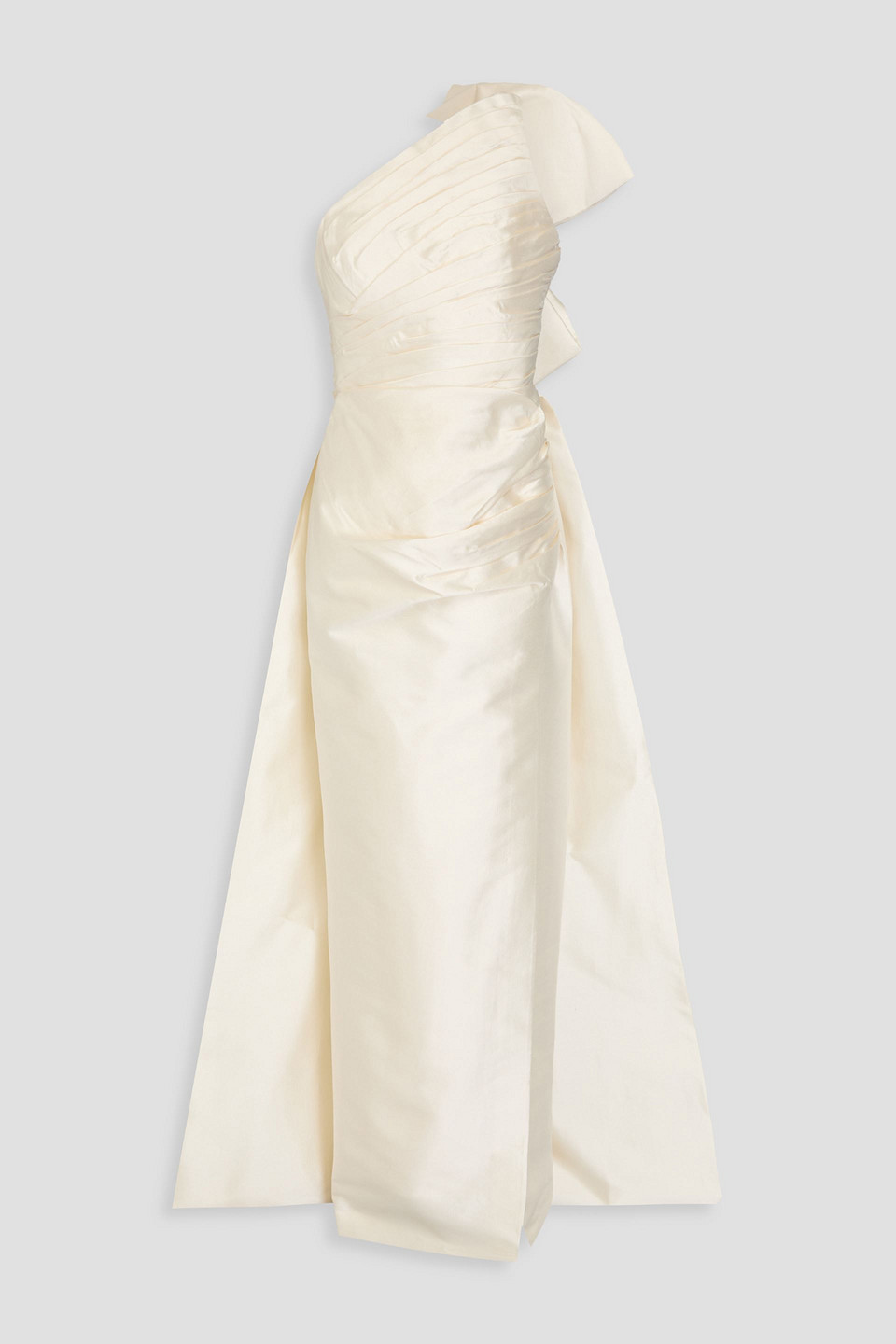 Rachel Gilbert One-shoulder Bow-detailed Wool And Silk-blend Mikado Bridal Gown In Ivory