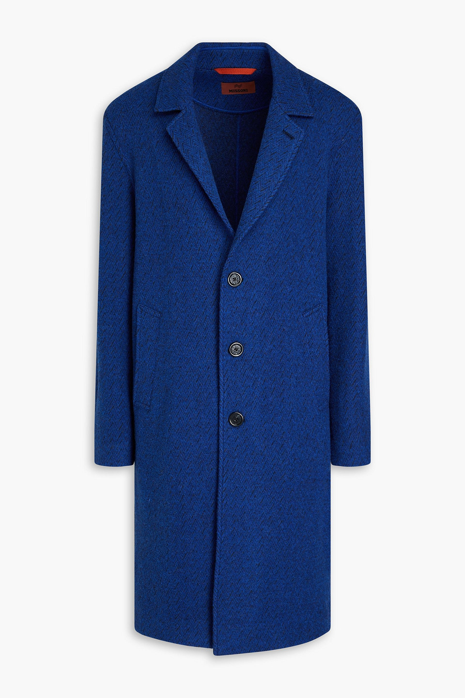 Missoni Herringbone Wool Coat In Cobalt Blue