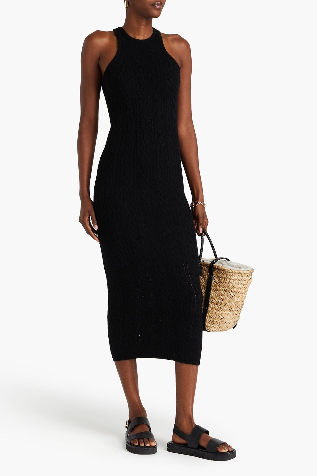 NAADAM Cable-knit cashmere midi dress