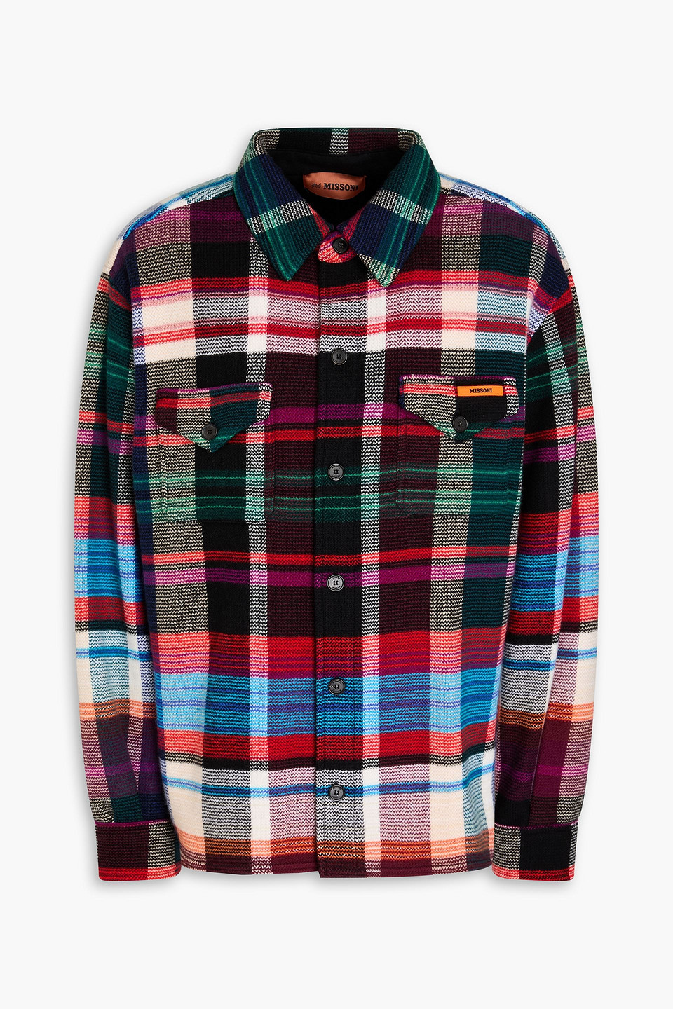 Checked wool and cotton-blend overshirt