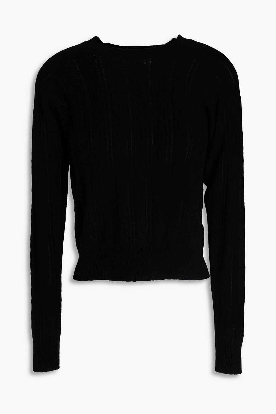 Naadam Pointelle And Cable-knit Cashmere Sweater In Black