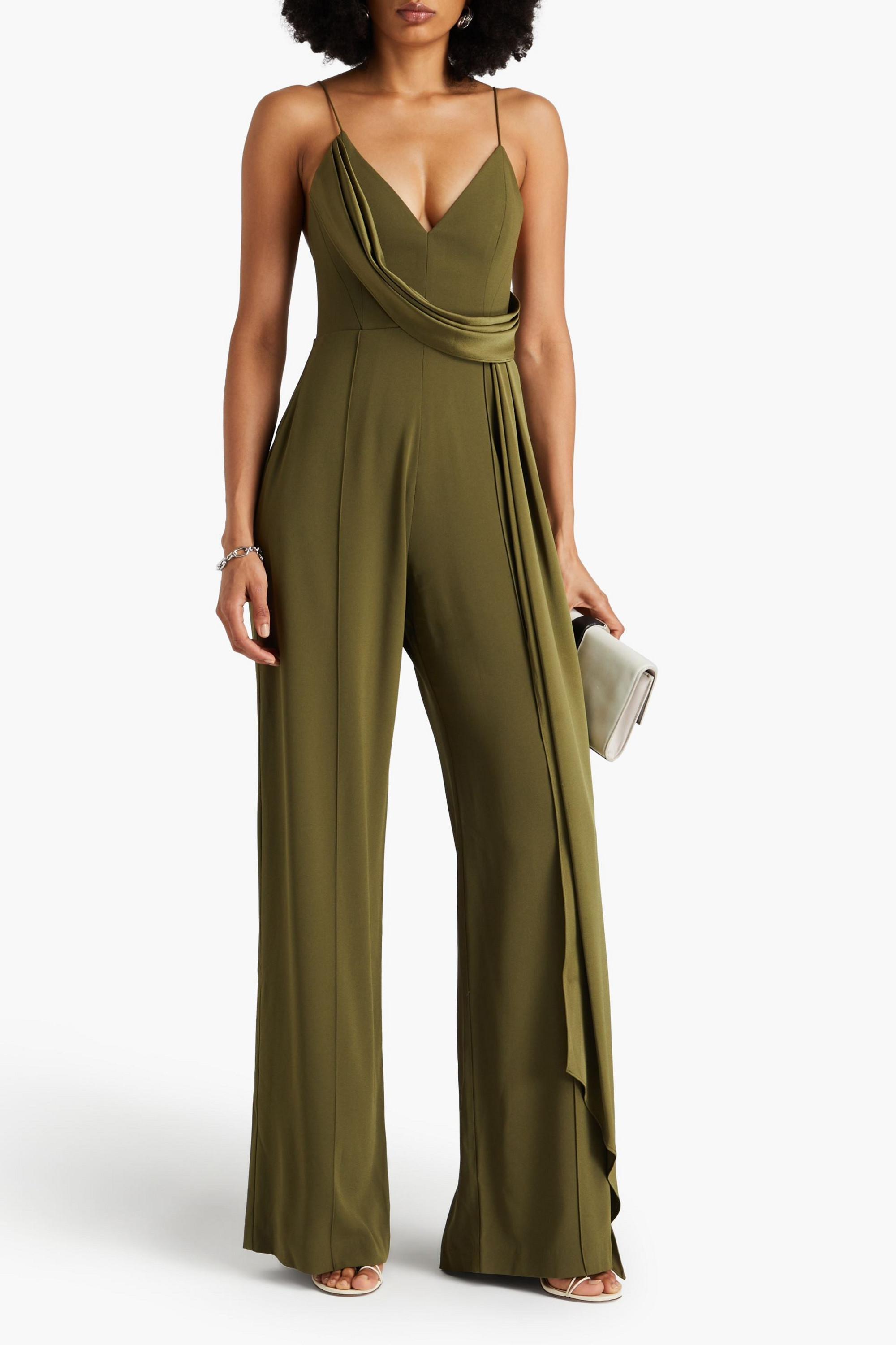 Alex Perry Harlow draped satin-crepe wide-leg jumpsuit