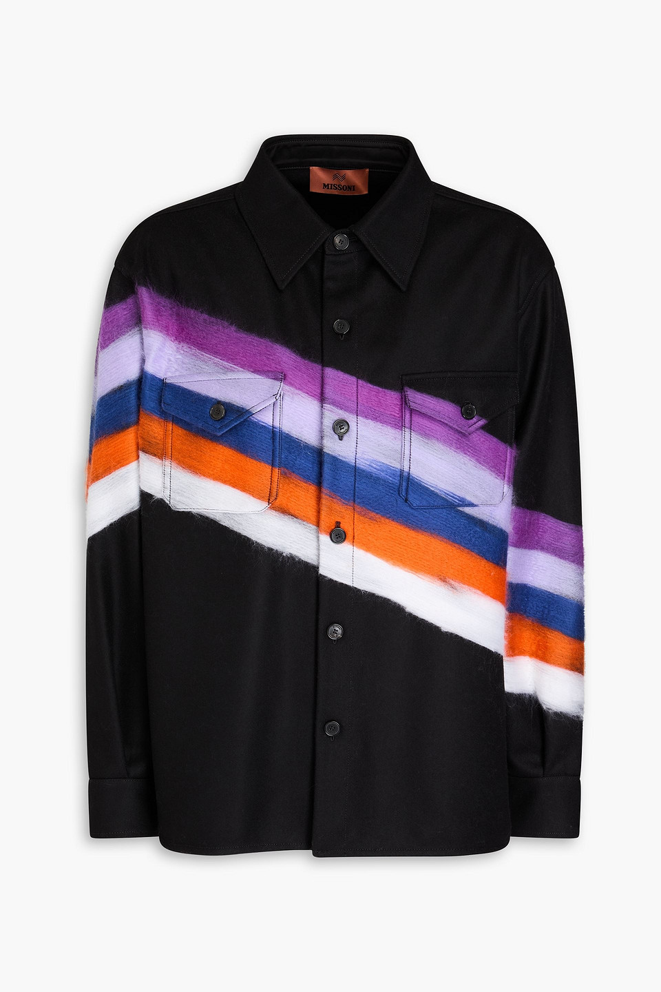 Striped wool-blend felt overshirt