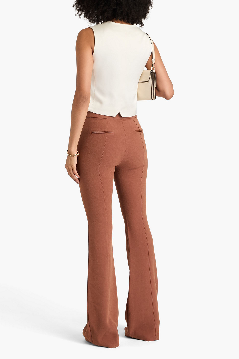  Alex Perry - Aldrich Crepe Flared Pants - Brown - Uk 10 