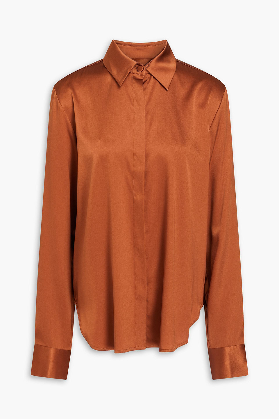 Alex Perry Palmer Silk-blend Satin Shirt In Tan