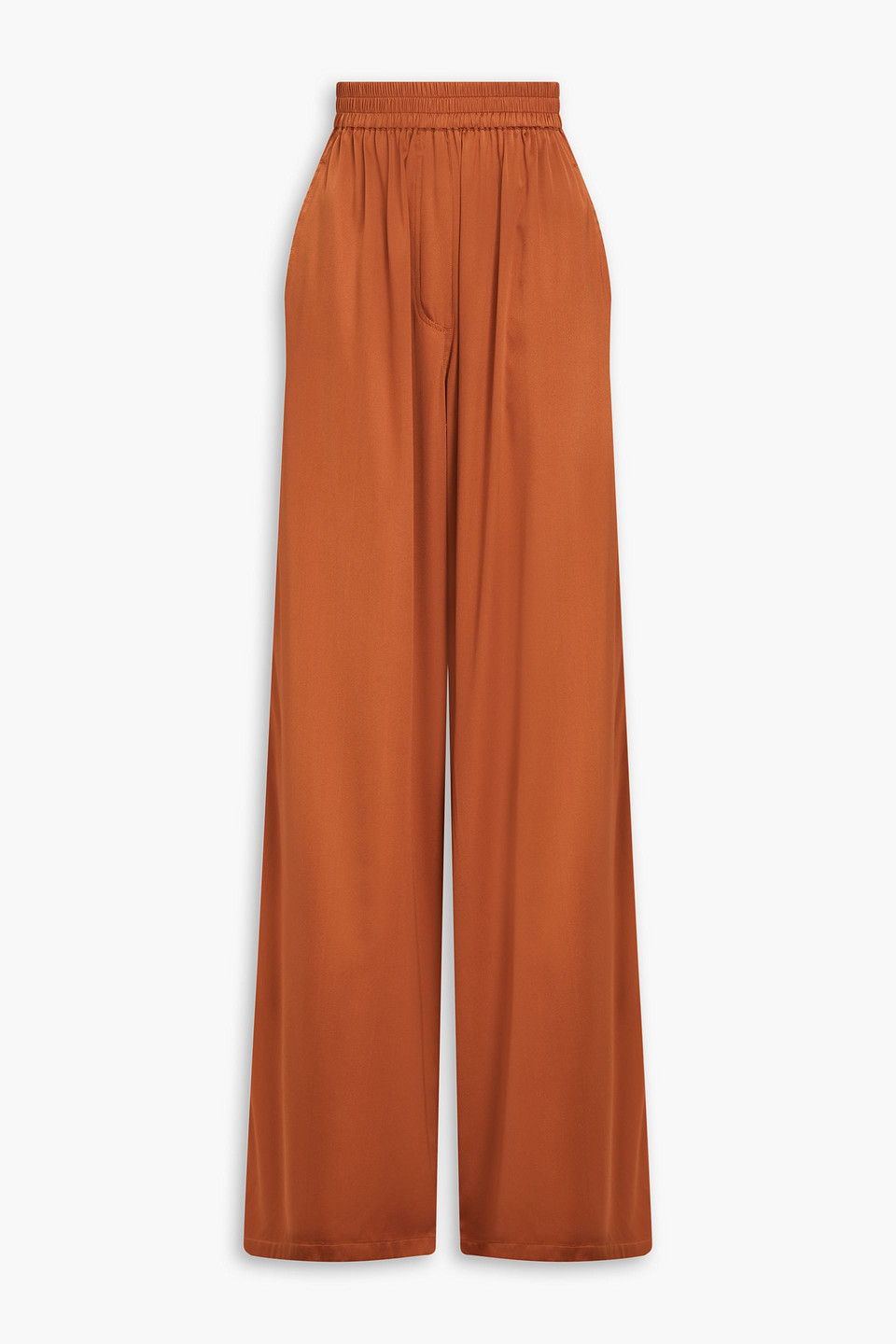 Alex Perry Walden Silk-blend Satin Wide-leg Trousers In Tan